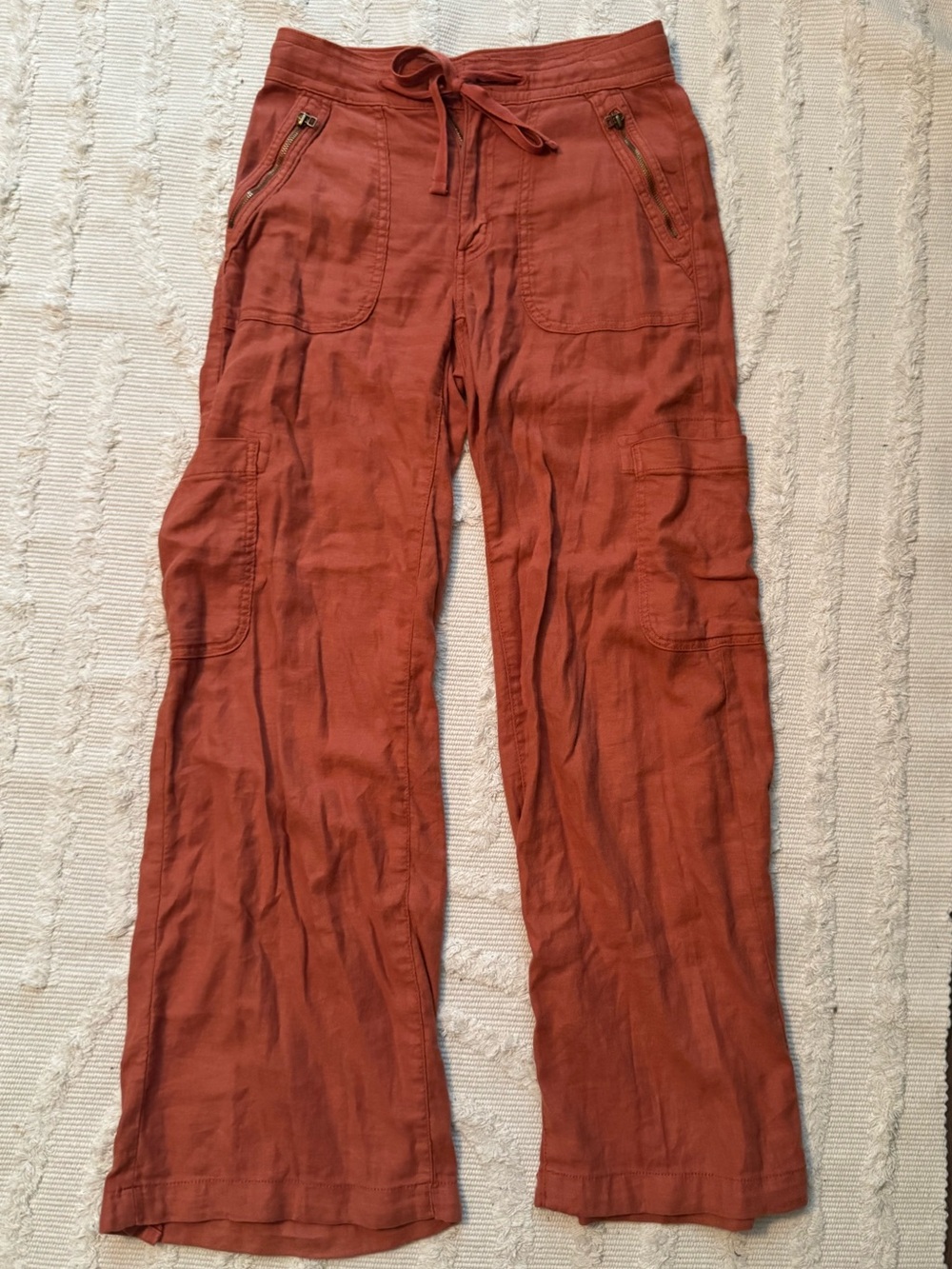 Ae Dreamy Drape Linen-Blend Baggy Wide-Leg Cargo Pant